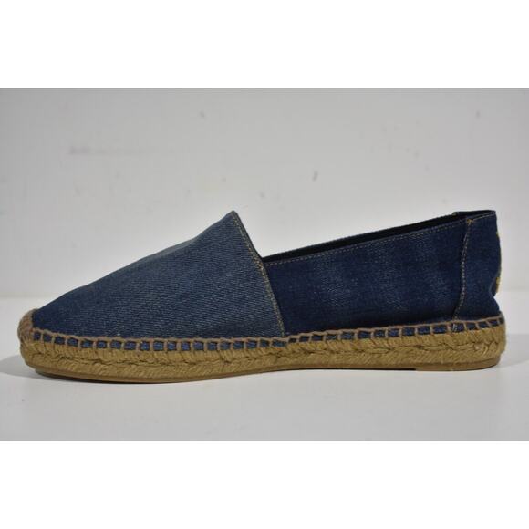 Saint Laurent Perseo Blue Jeans Denim YSL Gold Logo Slip On Espadrille Flat 40 - Picture 8 of 12